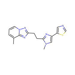 Cc1cccn2nc(CCc3nc(-c4cncs4)cn3C)nc12 ZINC000117859512