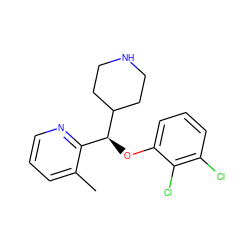 Cc1cccnc1[C@H](Oc1cccc(Cl)c1Cl)C1CCNCC1 ZINC000042922472