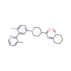 Cc1cccnc1-c1cc(N2CCC(C(=O)N[C@@H]3CCCC[C@H]3O)CC2)ncc1Cl ZINC000141910335