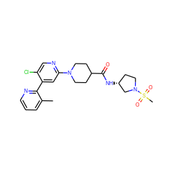 Cc1cccnc1-c1cc(N2CCC(C(=O)N[C@@H]3CCN(S(C)(=O)=O)C3)CC2)ncc1Cl ZINC000146799815