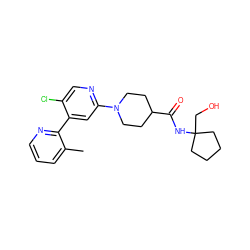 Cc1cccnc1-c1cc(N2CCC(C(=O)NC3(CO)CCCC3)CC2)ncc1Cl ZINC000146851068