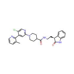 Cc1cccnc1-c1cc(N2CCC(C(=O)NCC[C@@H]3C(=O)Nc4ccccc43)CC2)ncc1Cl ZINC000142101673