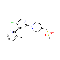 Cc1cccnc1-c1cc(N2CCC(CS(C)(=O)=O)CC2)ncc1Cl ZINC000146921963