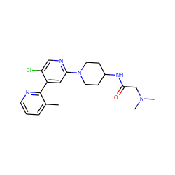 Cc1cccnc1-c1cc(N2CCC(NC(=O)CN(C)C)CC2)ncc1Cl ZINC000146791287