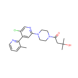 Cc1cccnc1-c1cc(N2CCN(C(=O)CC(C)(C)O)CC2)ncc1Cl ZINC000141978520