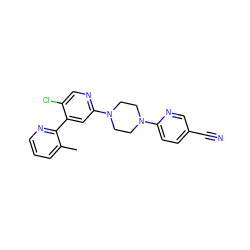 Cc1cccnc1-c1cc(N2CCN(c3ccc(C#N)cn3)CC2)ncc1Cl ZINC000142342501