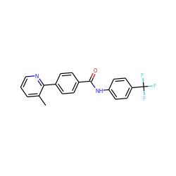 Cc1cccnc1-c1ccc(C(=O)Nc2ccc(C(F)(F)F)cc2)cc1 ZINC000038149537