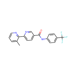 Cc1cccnc1-c1ccc(C(=O)Nc2ccc(C(F)(F)F)cc2)cn1 ZINC000038149573