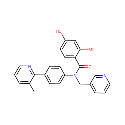 Cc1cccnc1-c1ccc(N(Cc2cccnc2)C(=O)c2ccc(O)cc2O)cc1 ZINC000653666593