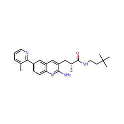 Cc1cccnc1-c1ccc2nc(N)c(C[C@@H](C)C(=O)NCCC(C)(C)C)cc2c1 ZINC000072179707