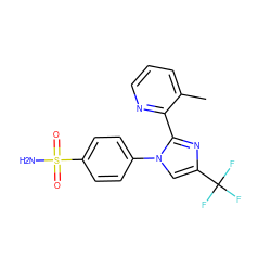 Cc1cccnc1-c1nc(C(F)(F)F)cn1-c1ccc(S(N)(=O)=O)cc1 ZINC000013812843