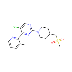 Cc1cccnc1-c1nc(N2CCC(CS(C)(=O)=O)CC2)ncc1Cl ZINC000142500438