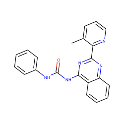 Cc1cccnc1-c1nc(NC(=O)Nc2ccccc2)c2ccccc2n1 ZINC000034800797