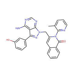 Cc1cccnc1-n1c(Cn2nc(-c3cccc(O)c3)c3c(N)ncnc32)cc2ccccc2c1=O ZINC000088346127