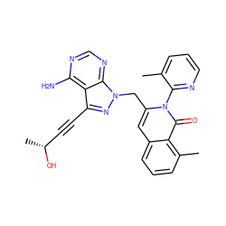 Cc1cccnc1-n1c(Cn2nc(C#C[C@@H](C)O)c3c(N)ncnc32)cc2cccc(C)c2c1=O ZINC000088345917