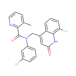 Cc1cccnc1C(=O)N(Cc1cc(=O)[nH]c2c(F)cccc12)c1cccc(Cl)c1 ZINC000040421601