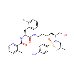 Cc1cccnc1C(=O)N[C@@H](Cc1ccccc1Br)C(=O)NCCCC[C@@H](CO)N(CC(C)C)S(=O)(=O)c1ccc(N)cc1 ZINC000169702531