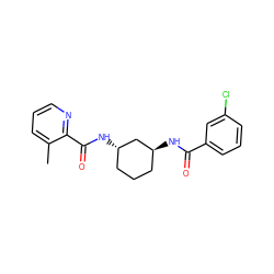 Cc1cccnc1C(=O)N[C@H]1CCC[C@H](NC(=O)c2cccc(Cl)c2)C1 ZINC000095586394