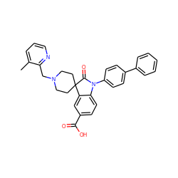 Cc1cccnc1CN1CCC2(CC1)C(=O)N(c1ccc(-c3ccccc3)cc1)c1ccc(C(=O)O)cc12 ZINC000084712111