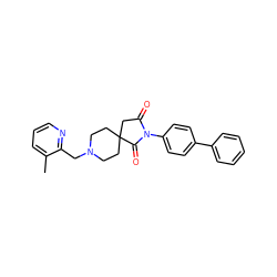 Cc1cccnc1CN1CCC2(CC1)CC(=O)N(c1ccc(-c3ccccc3)cc1)C2=O ZINC000084706798