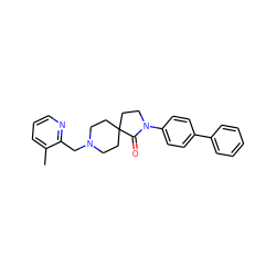 Cc1cccnc1CN1CCC2(CC1)CCN(c1ccc(-c3ccccc3)cc1)C2=O ZINC000084704510