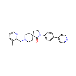 Cc1cccnc1CN1CCC2(CC1)CCN(c1ccc(-c3ccncc3)cc1)C2=O ZINC000096286136