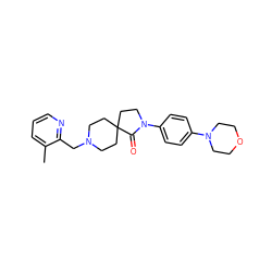 Cc1cccnc1CN1CCC2(CC1)CCN(c1ccc(N3CCOCC3)cc1)C2=O ZINC000096286137