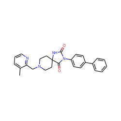 Cc1cccnc1CN1CCC2(CC1)NC(=O)N(c1ccc(-c3ccccc3)cc1)C2=O ZINC000068247858