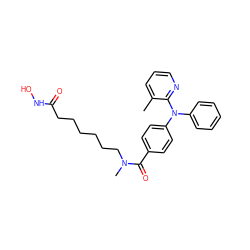 Cc1cccnc1N(c1ccccc1)c1ccc(C(=O)N(C)CCCCCCC(=O)NO)cc1 ZINC000118355118