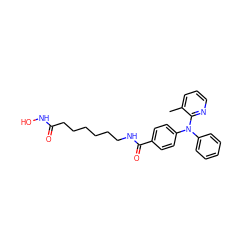 Cc1cccnc1N(c1ccccc1)c1ccc(C(=O)NCCCCCCC(=O)NO)cc1 ZINC000118348468