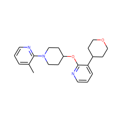 Cc1cccnc1N1CCC(Oc2ncccc2C2CCOCC2)CC1 ZINC000096168962