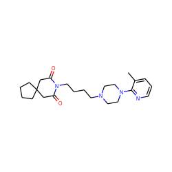 Cc1cccnc1N1CCN(CCCCN2C(=O)CC3(CCCC3)CC2=O)CC1 ZINC000027706763