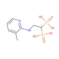 Cc1cccnc1NCC(P(=O)(O)O)P(=O)(O)O ZINC000026735193