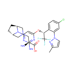 Cc1ccn(-c2cc(Cl)ccc2[C@@H](Oc2cc(N3[C@H]4CC[C@H]3CN(C[C@H](N)C(=O)O)C4)nc(N)n2)C(F)(F)F)n1 ZINC000653793865