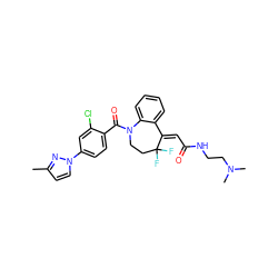 Cc1ccn(-c2ccc(C(=O)N3CCC(F)(F)/C(=C\C(=O)NCCN(C)C)c4ccccc43)c(Cl)c2)n1 ZINC000040952052