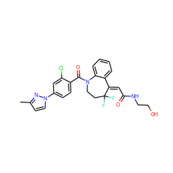 Cc1ccn(-c2ccc(C(=O)N3CCC(F)(F)/C(=C\C(=O)NCCO)c4ccccc43)c(Cl)c2)n1 ZINC000040917606