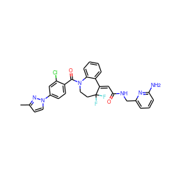 Cc1ccn(-c2ccc(C(=O)N3CCC(F)(F)/C(=C\C(=O)NCc4cccc(N)n4)c4ccccc43)c(Cl)c2)n1 ZINC000044418693