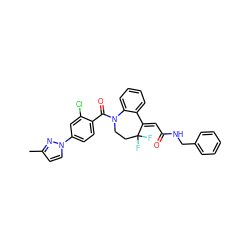 Cc1ccn(-c2ccc(C(=O)N3CCC(F)(F)/C(=C\C(=O)NCc4ccccc4)c4ccccc43)c(Cl)c2)n1 ZINC000042888018