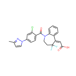 Cc1ccn(-c2ccc(C(=O)N3CCC(F)(F)/C(=C\C(=O)O)c4ccccc43)c(Cl)c2)n1 ZINC000040916215