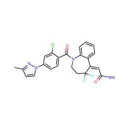 Cc1ccn(-c2ccc(C(=O)N3CCC(F)(F)/C(=C\C(N)=O)c4ccccc43)c(Cl)c2)n1 ZINC000040918359