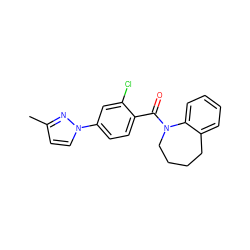 Cc1ccn(-c2ccc(C(=O)N3CCCCc4ccccc43)c(Cl)c2)n1 ZINC000013835109