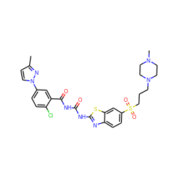 Cc1ccn(-c2ccc(Cl)c(C(=O)NC(=O)Nc3nc4ccc(S(=O)(=O)CCCN5CCN(C)CC5)cc4s3)c2)n1 ZINC000117113547