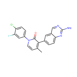 Cc1ccn(-c2ccc(Cl)c(F)c2)c(=O)c1-c1ccc2nc(N)ncc2c1 ZINC000040976821