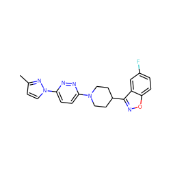 Cc1ccn(-c2ccc(N3CCC(c4noc5ccc(F)cc45)CC3)nn2)n1 ZINC000218760129