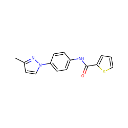 Cc1ccn(-c2ccc(NC(=O)c3cccs3)cc2)n1 ZINC000004520628