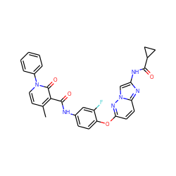 Cc1ccn(-c2ccccc2)c(=O)c1C(=O)Nc1ccc(Oc2ccc3nc(NC(=O)C4CC4)cn3n2)c(F)c1 ZINC000103256226