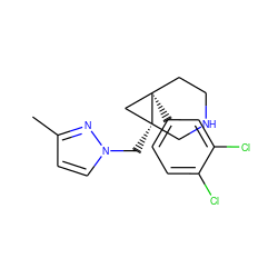 Cc1ccn(C[C@@]23CNCC[C@]2(c2ccc(Cl)c(Cl)c2)C3)n1 ZINC000072116222