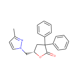 Cc1ccn(C[C@@H]2CC(c3ccccc3)(c3ccccc3)C(=O)O2)n1 ZINC000013651168