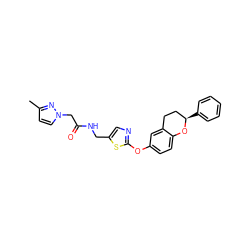 Cc1ccn(CC(=O)NCc2cnc(Oc3ccc4c(c3)CC[C@@H](c3ccccc3)O4)s2)n1 ZINC000145478695