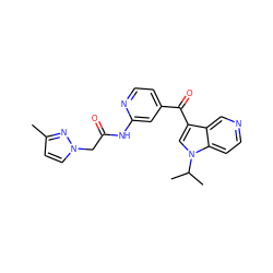 Cc1ccn(CC(=O)Nc2cc(C(=O)c3cn(C(C)C)c4ccncc34)ccn2)n1 ZINC001772637969